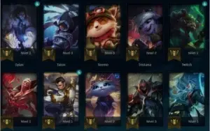 unraked level 65, 14 skins, 5000 essencia azul