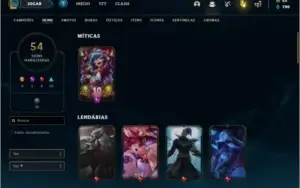 Conta ouro 4 com 54 skins e 84 champs