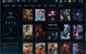 Conta ouro 4 com 54 skins e 84 champs