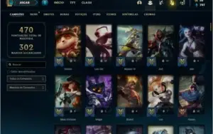 Conta unranked com 101 skins e 150 champs