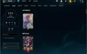 Conta unranked com 101 skins e 150 champs