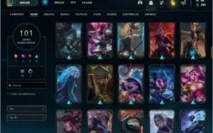 Conta unranked com 101 skins e 150 champs