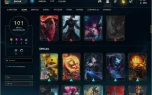 Conta unranked com 101 skins e 150 champs