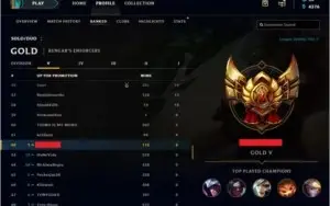 CONTA LEAGUE OF LEGENDS LVL 30 74 CHAMPIONS GOLD V
