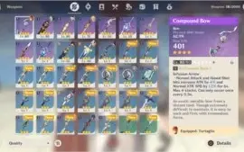 Conta com 2 personagens 5 * + 9 armas 4 *