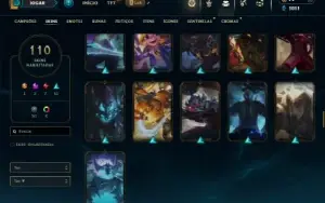 Unranked com 120 Champs e 110 Skins ( MID / TOP / JG )