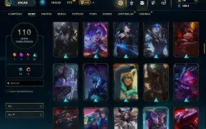 Unranked com 120 Champs e 110 Skins ( MID / TOP / JG )