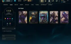 Unranked com 120 Champs e 110 Skins ( MID / TOP / JG )