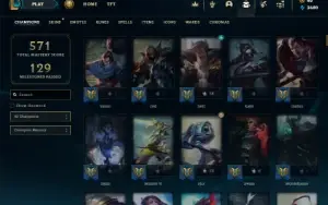 Ouro 1 com TODOS os champs e 174 Skins (Nivel 490)