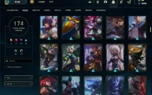 Ouro 1 com TODOS os champs e 174 Skins (Nivel 490)