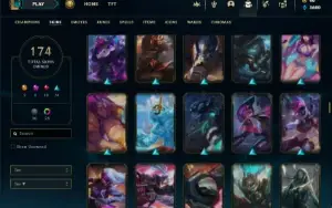 Ouro 1 com TODOS os champs e 174 Skins (Nivel 490)
