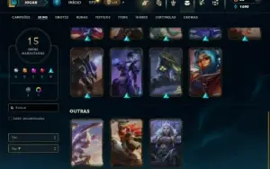 Mestre com 35 Champs e 15 Skins + 3 Fragmentos