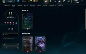 Mestre com 35 Champs e 15 Skins + 3 Fragmentos