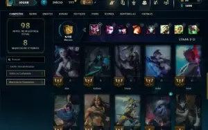 Mestre com 35 Champs e 15 Skins + 3 Fragmentos