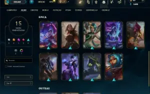 Mestre com 35 Champs e 15 Skins + 3 Fragmentos
