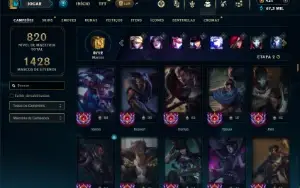 Unranked com TODOS os champs e 320 Skins (40 Maestrias 7)