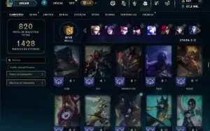 Unranked com TODOS os champs e 320 Skins (40 Maestrias 7)
