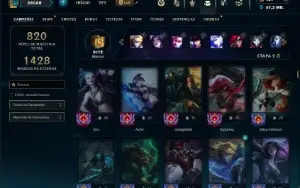 Unranked com TODOS os champs e 320 Skins (40 Maestrias 7)