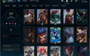 Conta com skins + dados de criação detalhado