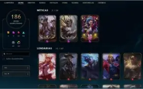Cont de lol, full champ  platina 1- 186 skins