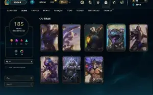Unranked com TODOS os champs e 185 Skins + 8 Vitoriosas