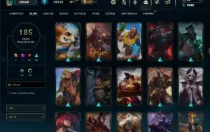 Unranked com TODOS os champs e 185 Skins + 8 Vitoriosas