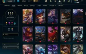 Unranked com TODOS os champs e 185 Skins + 8 Vitoriosas