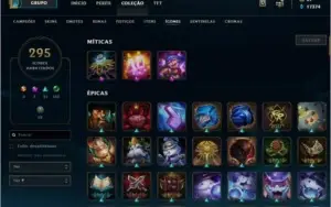Conta LOL (283 Skins, 5gemas, 295 ícones, 41 sentinelas,7cr)
