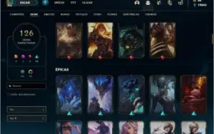 Conta bronze 2 com 155 champs e 126 skins ( NIVEL 518 )