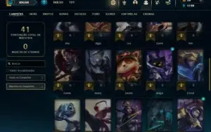 Unranked com 40 Champs e 16 Skins +2 Fragmentos