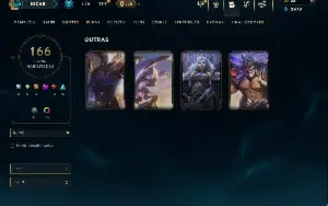 Unranked com 150 Champs e 166 Skins ( ADC / SUP / MID )