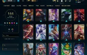 Unranked com 150 Champs e 166 Skins ( ADC / SUP / MID )