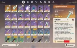 Conta Genshin Rank 52 c/ ZhongLi, Qiqi, Venti e Jean