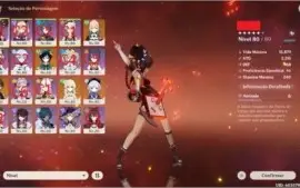 Conta Genshin Rank 52 c/ ZhongLi, Qiqi, Venti e Jean