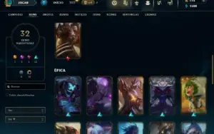 Unranked com 60 Champs e 32 Skins ( SUP / JG / TOP )