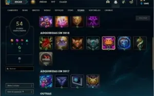 Conta bronze 1 com 9 skins e 33 champs