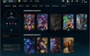 Conta bronze 1 com 9 skins e 33 champs