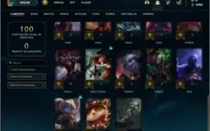 Conta bronze 1 com 9 skins e 33 champs