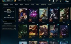 Conta bronze 1 com 9 skins e 33 champs