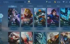 CONTA MOBILE LEGENDS - 43 SKINS - EMBLEMAS QUASE NÍVEL 60