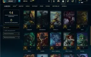 Platina 4 com 27 Champs e 5 Skins + 7 Fragmentos
