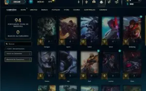 Platina 4 com 27 Champs e 5 Skins + 7 Fragmentos