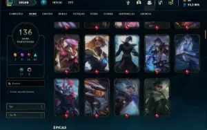 Conta prata 2 com 150 Champs e 136 Skins