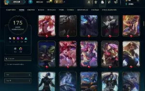 Bronze 1 com TODOS os champs e 175 Skins ( MID / JG / ADC )