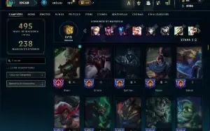 Bronze 1 com TODOS os champs e 175 Skins ( MID / JG / ADC )