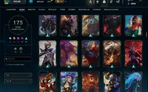 Bronze 1 com TODOS os champs e 175 Skins ( MID / JG / ADC )