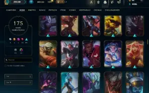Bronze 1 com TODOS os champs e 175 Skins ( MID / JG / ADC )