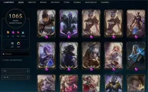 Conta League of Legends com mais de 1065 skins e conteudos