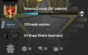 Conta com 2 medalhas (lvl 35 no cs)