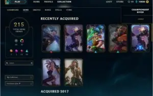 conta platina 4 todos champs 495 mastery score 215 skins